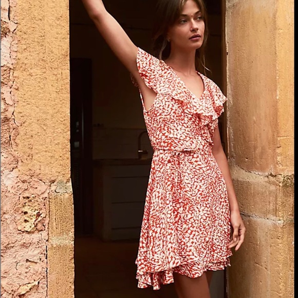 FREE PEOPLE | orange print wrap dress - Picture 2 of 8